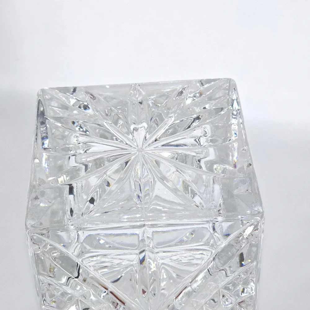 Cut Crystal Glass Whiskey Decanter‎ Square Stopper 9.5